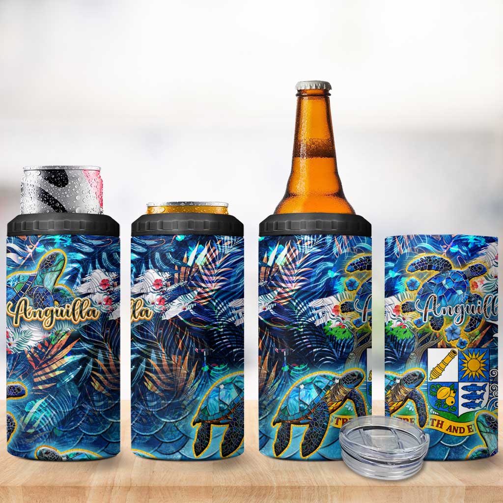 Anguilla 4 in 1 Can Cooler Tumbler Sea Turtle Tropical Pattern