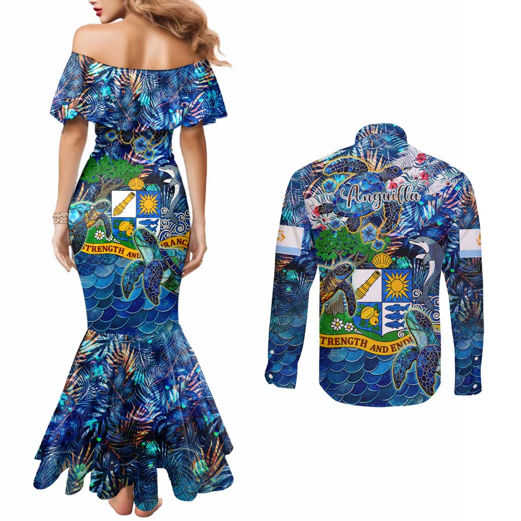 Anguilla Couples Matching Mermaid Dress and Long Sleeve Button Shirt
