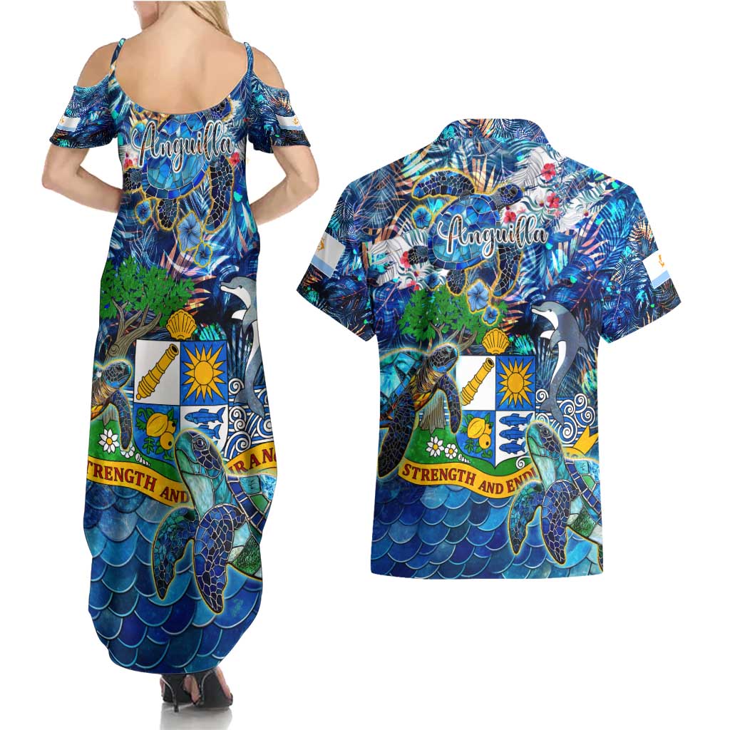 Anguilla Couples Matching Summer Maxi Dress and Hawaiian Shirt