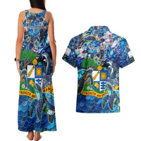 Anguilla Couples Matching Tank Maxi Dress and Hawaiian Shirt
