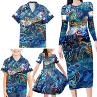 Anguilla Family Matching Long Sleeve Bodycon Dress and Hawaiian Shirt