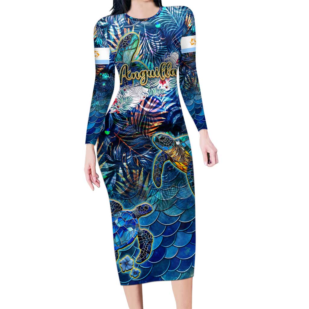 Anguilla Family Matching Long Sleeve Bodycon Dress and Hawaiian Shirt