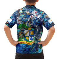 Anguilla Family Matching Off The Shoulder Long Sleeve Dress and Hawaiian Shirt