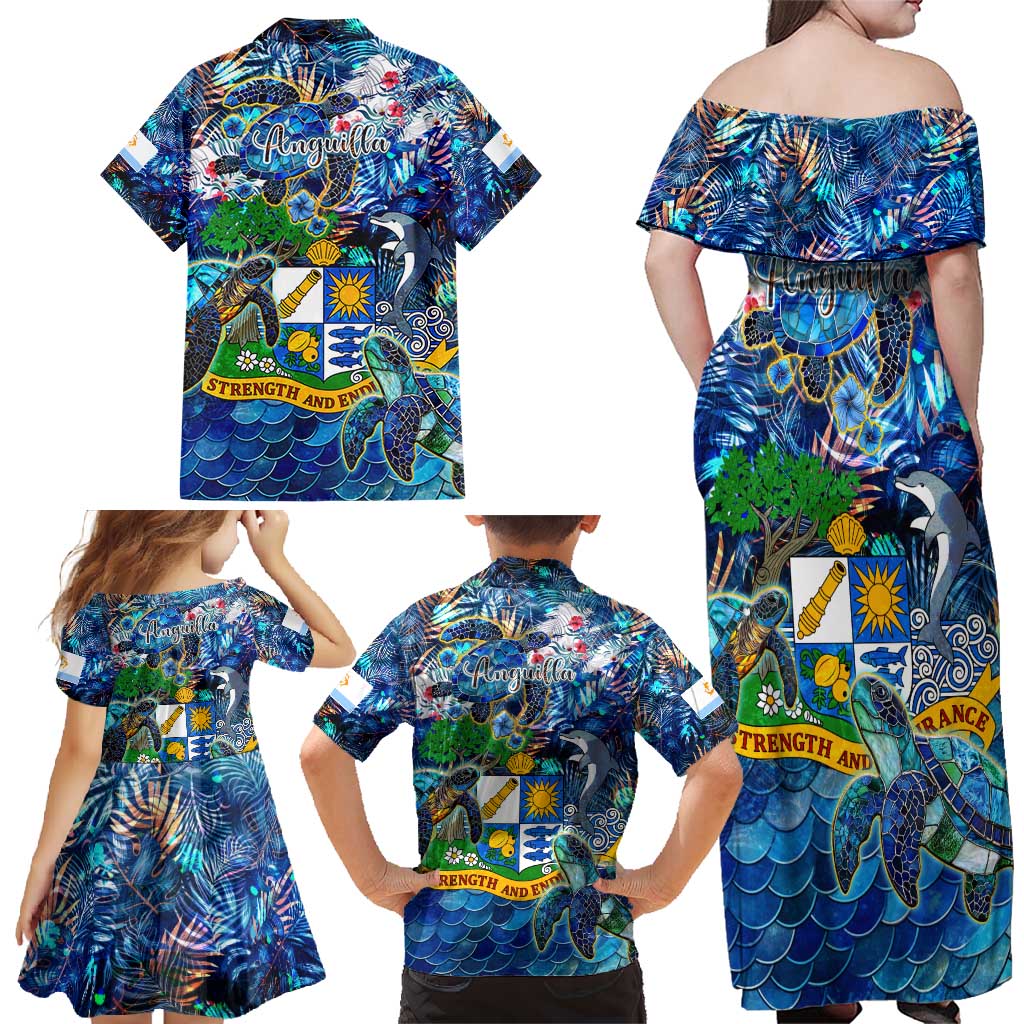 Anguilla Family Matching Off Shoulder Maxi Dress and Hawaiian Shirt