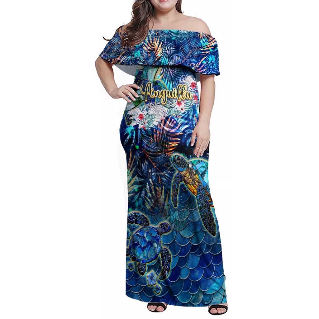 Anguilla Family Matching Off Shoulder Maxi Dress and Hawaiian Shirt