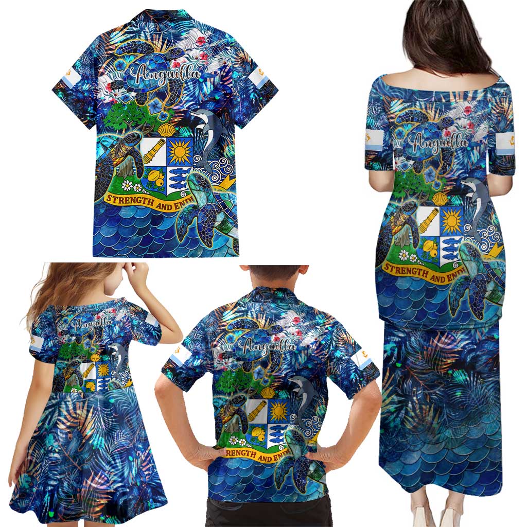 Anguilla Family Matching Puletasi and Hawaiian Shirt