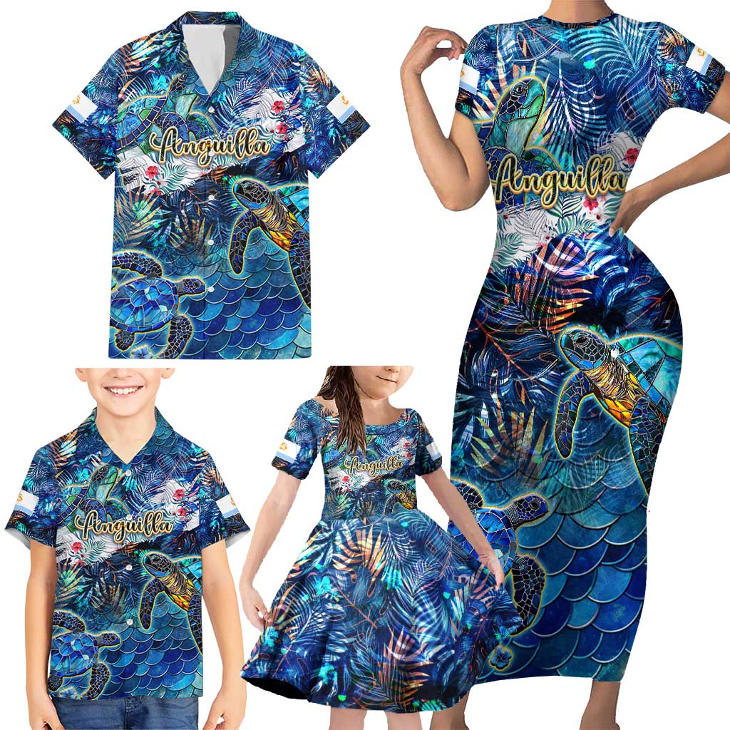 Anguilla Family Matching Short Sleeve Bodycon Dress and Hawaiian Shirt - Wonder Print Shop