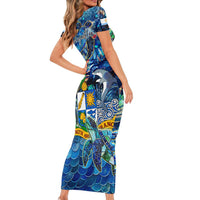 Anguilla Family Matching Short Sleeve Bodycon Dress and Hawaiian Shirt - Wonder Print Shop