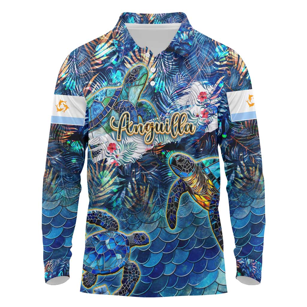 Anguilla Long Sleeve Polo Shirt - Wonder Print Shop