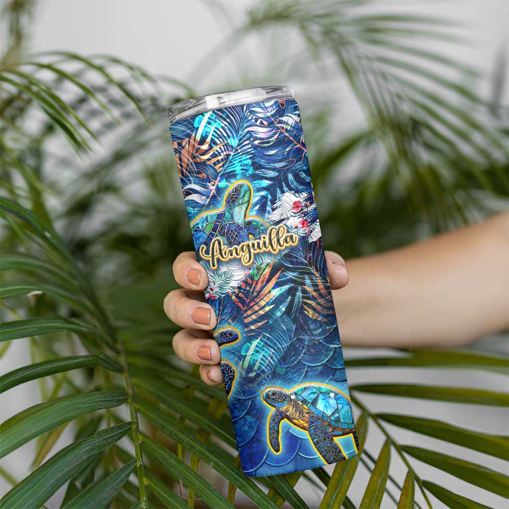 Anguilla Skinny Tumbler Sea Turtle Tropical Pattern - Wonder Print Shop