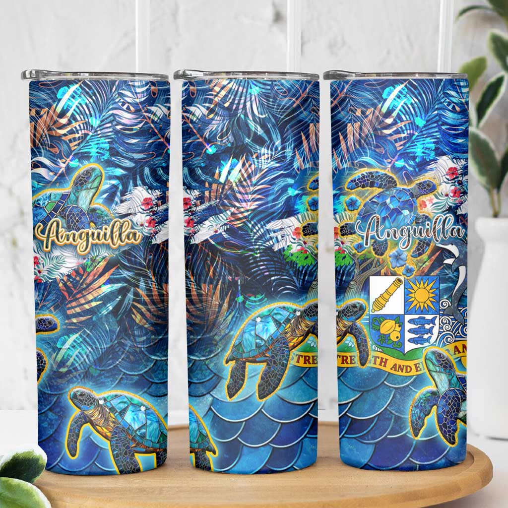 Anguilla Skinny Tumbler Sea Turtle Tropical Pattern - Wonder Print Shop