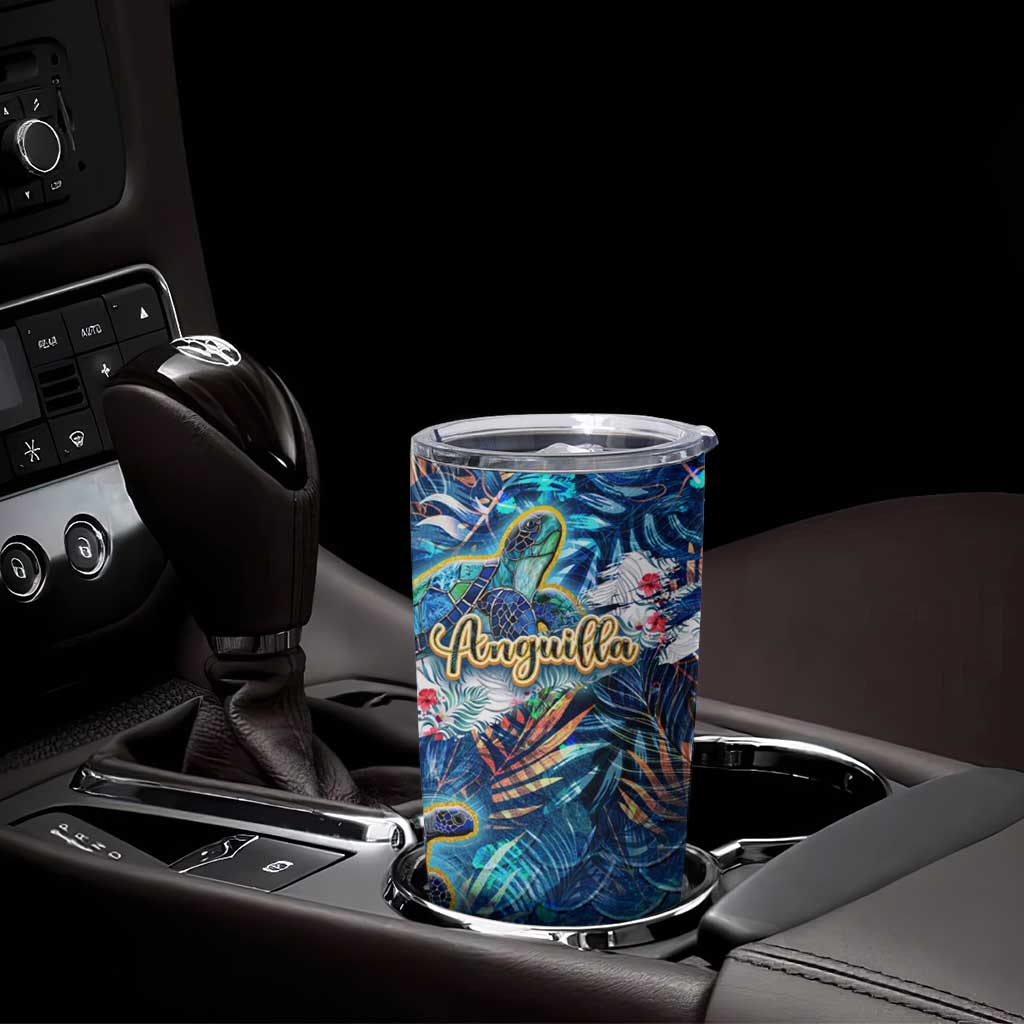 Anguilla Tumbler Cup Sea Turtle Tropical Pattern - Wonder Print Shop
