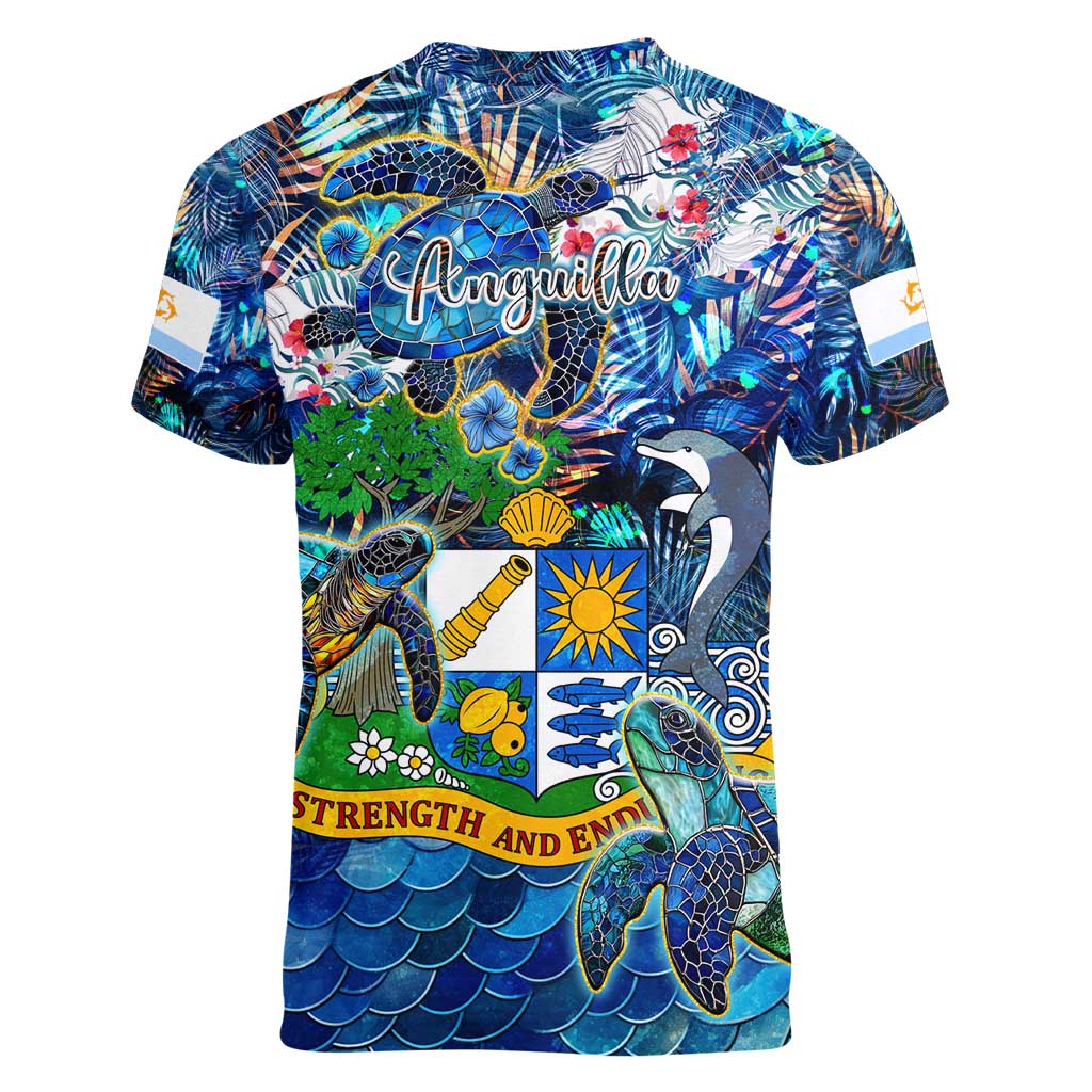 Anguilla Women V-Neck T-Shirt - Wonder Print Shop