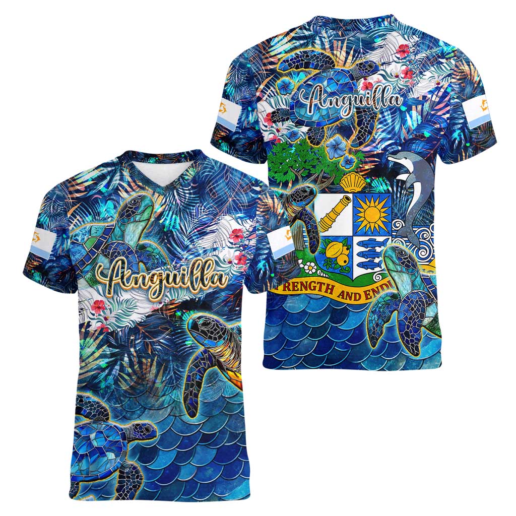 Anguilla Women V-Neck T-Shirt - Wonder Print Shop