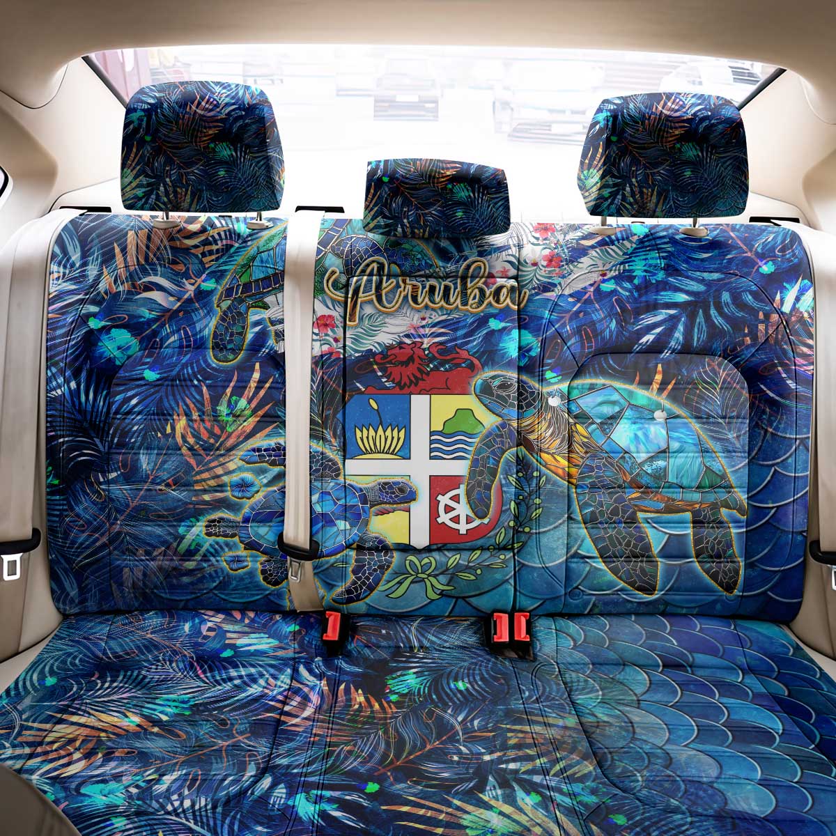 Aruba Back Car Seat Cover Sea Turtle Tropical Pattern