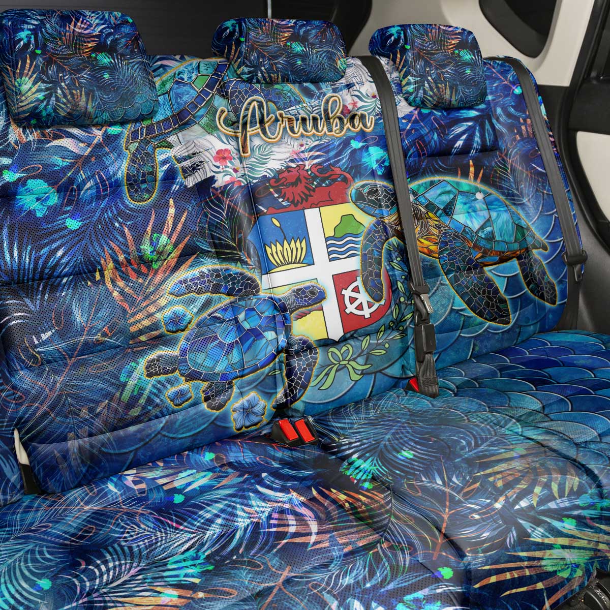 Aruba Back Car Seat Cover Sea Turtle Tropical Pattern