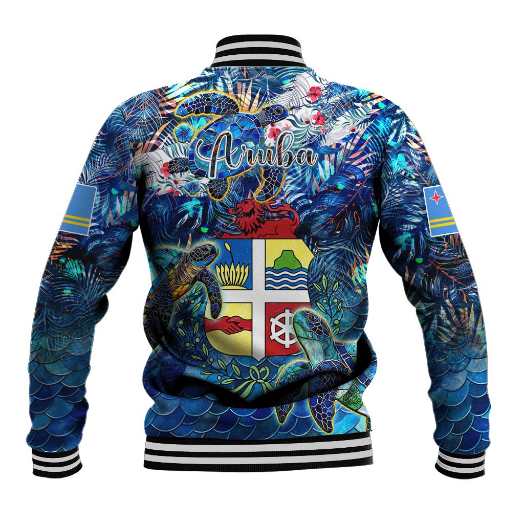 Aruba Baseball Jacket Sea Turtle Tropical Pattern