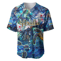 Aruba Baseball Jersey Sea Turtle Tropical Pattern