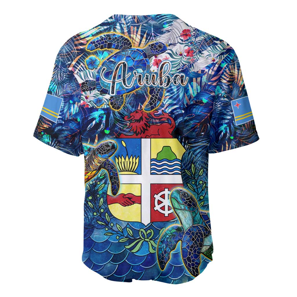 Aruba Baseball Jersey Sea Turtle Tropical Pattern