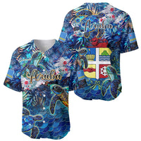 Aruba Baseball Jersey Sea Turtle Tropical Pattern