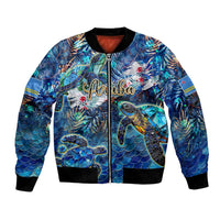 Aruba Bomber Jacket Sea Turtle Tropical Pattern