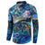 Aruba Button Sweatshirt Sea Turtle Tropical Pattern