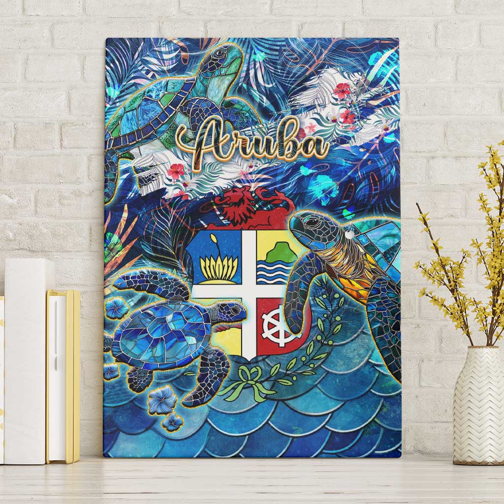 Aruba Canvas Wall Art Sea Turtle Tropical Pattern