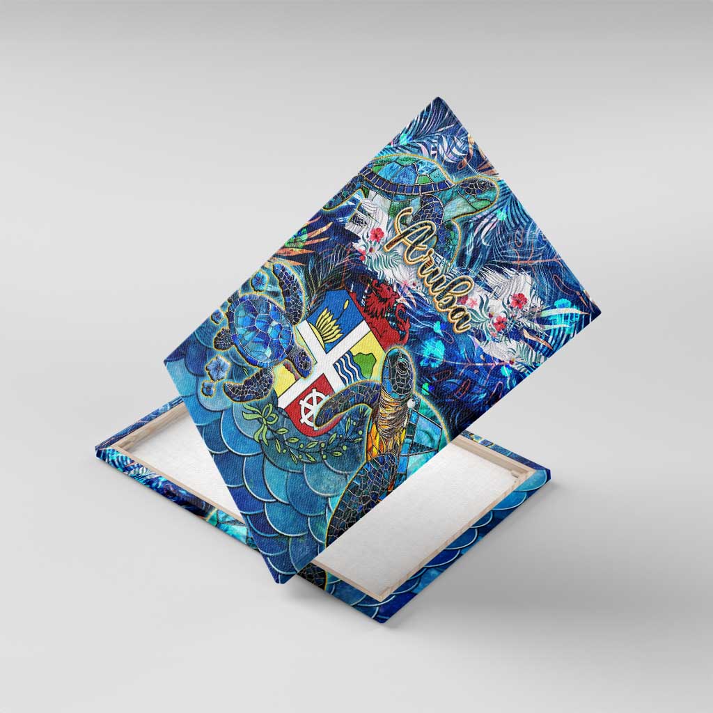 Aruba Canvas Wall Art Sea Turtle Tropical Pattern