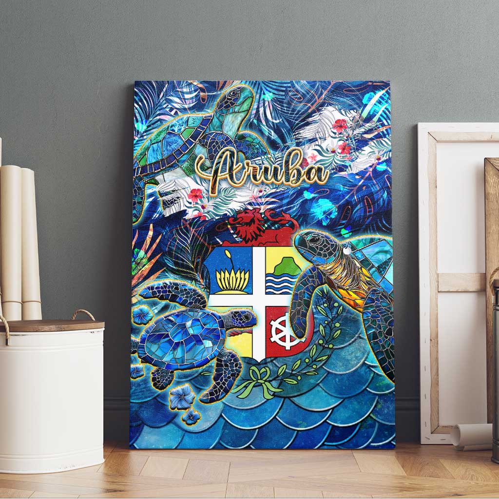 Aruba Canvas Wall Art Sea Turtle Tropical Pattern