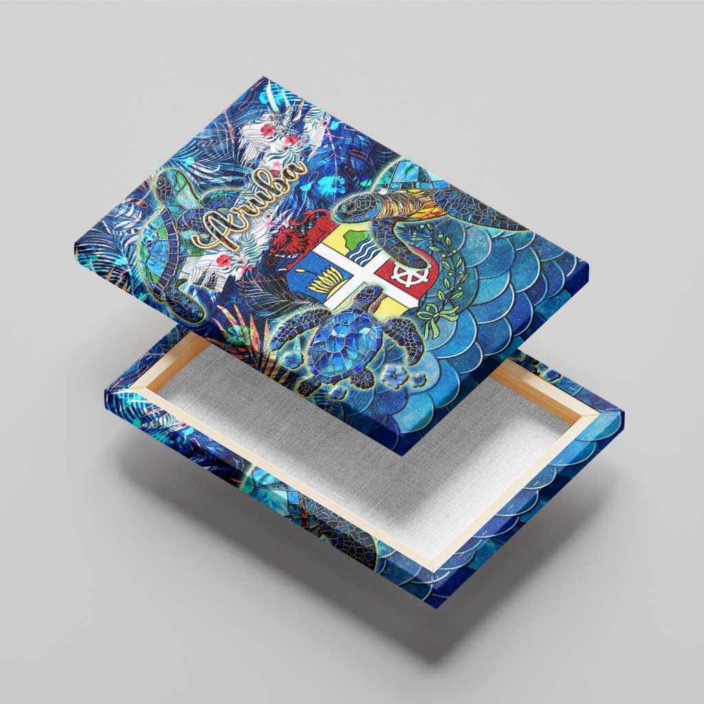 Aruba Canvas Wall Art Sea Turtle Tropical Pattern