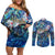 Aruba Couples Matching Off Shoulder Short Dress and Long Sleeve Button Shirt Sea Turtle Tropical Pattern