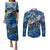 Aruba Couples Matching Puletasi and Long Sleeve Button Shirt Sea Turtle Tropical Pattern