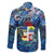 Aruba Family Matching Off The Shoulder Long Sleeve Dress and Hawaiian Shirt Sea Turtle Tropical Pattern