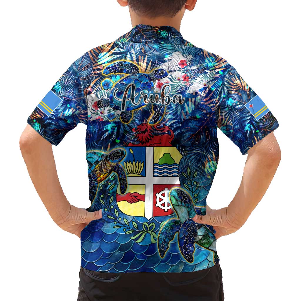 Aruba Family Matching Off Shoulder Maxi Dress and Hawaiian Shirt Sea Turtle Tropical Pattern