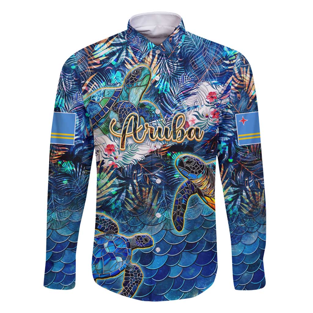 Aruba Family Matching Off Shoulder Short Dress and Hawaiian Shirt Sea Turtle Tropical Pattern - Wonder Print Shop