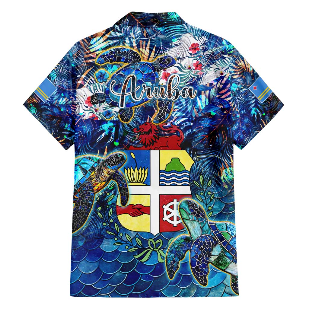 Aruba Family Matching Puletasi and Hawaiian Shirt Sea Turtle Tropical Pattern