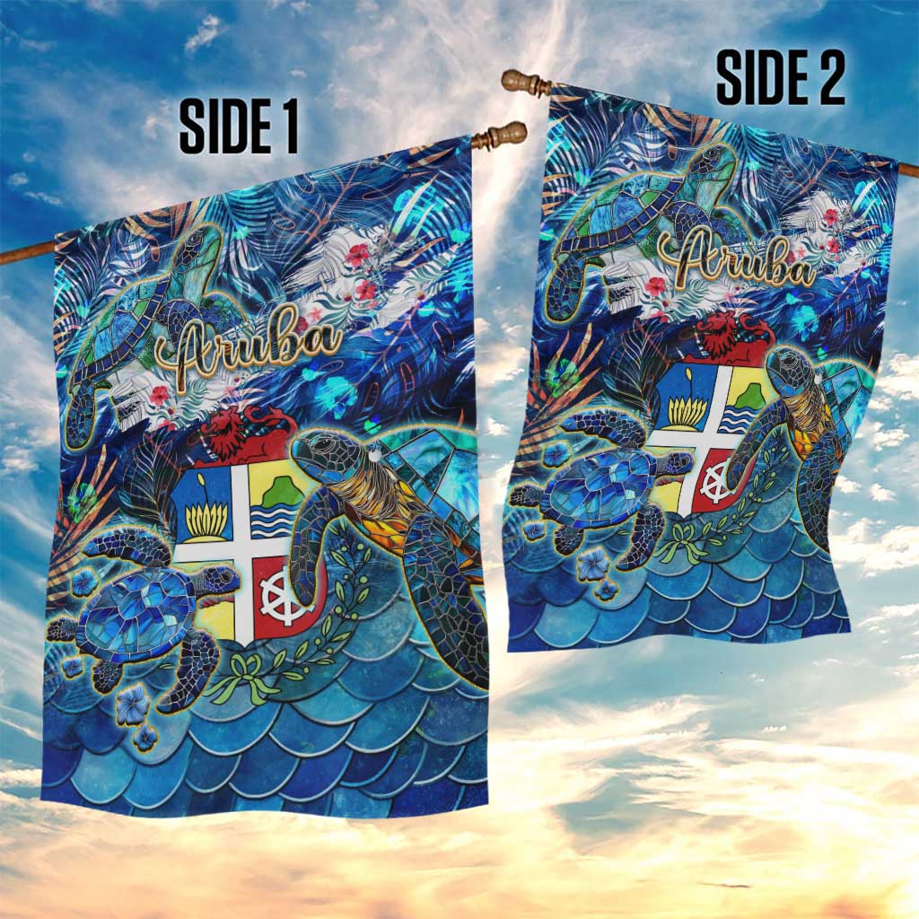 Aruba Garden Flag Sea Turtle Tropical Pattern - Wonder Print Shop