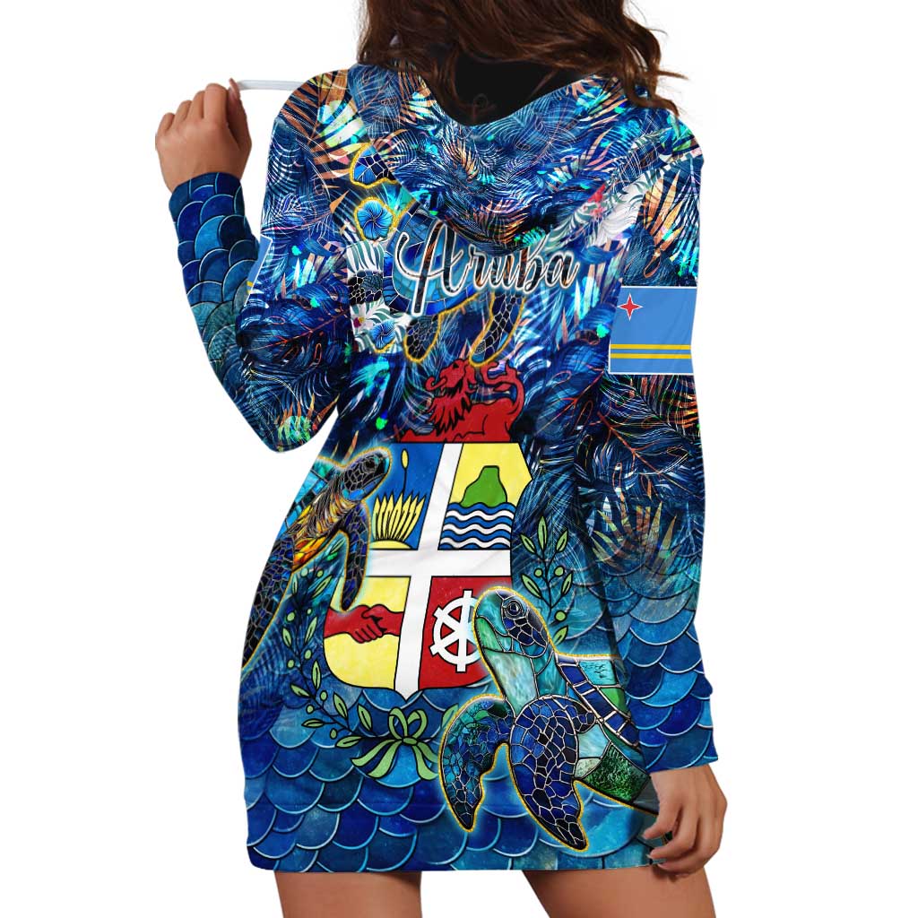 Aruba Hoodie Dress Sea Turtle Tropical Pattern - Wonder Print Shop