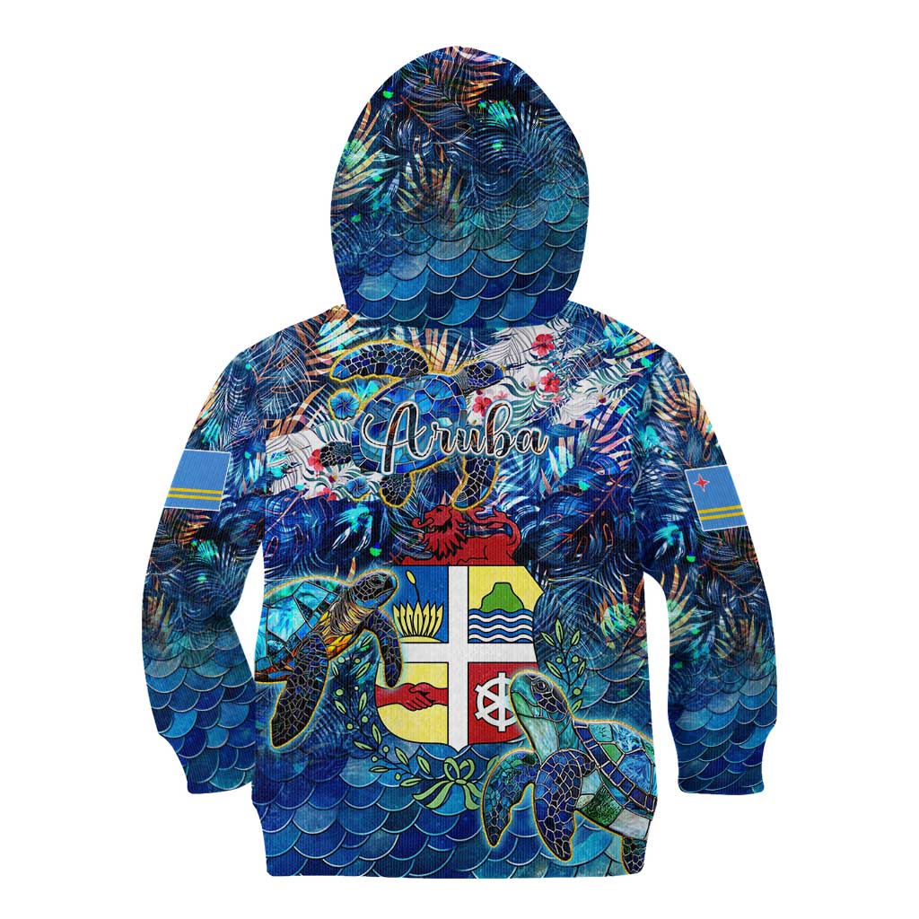 Aruba Kid Hoodie Sea Turtle Tropical Pattern - Wonder Print Shop