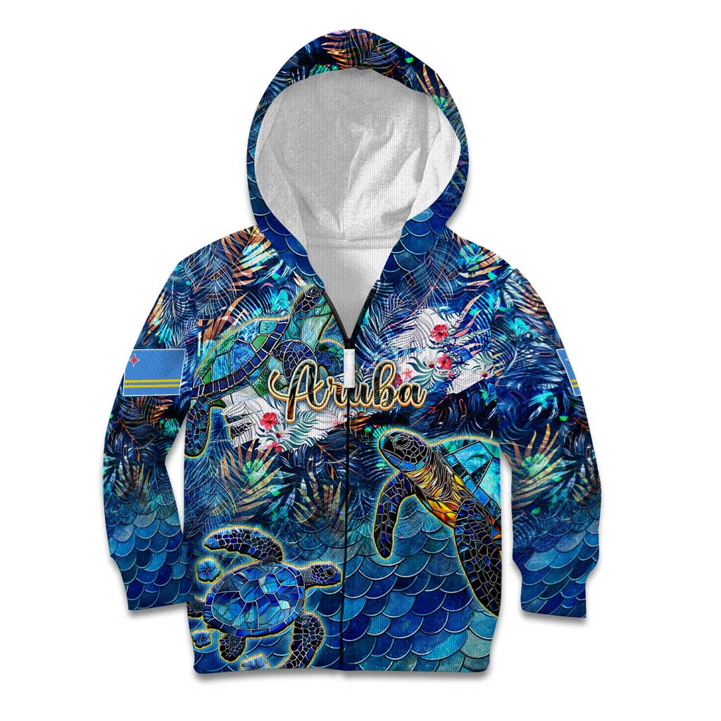Aruba Kid Hoodie Sea Turtle Tropical Pattern - Wonder Print Shop