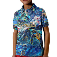 Aruba Kid Polo Shirt Sea Turtle Tropical Pattern - Wonder Print Shop