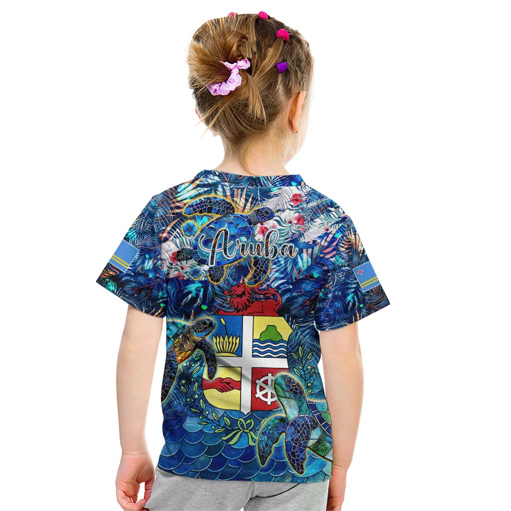 Aruba Kid T Shirt Sea Turtle Tropical Pattern - Wonder Print Shop
