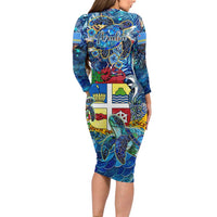 Aruba Long Sleeve Bodycon Dress Sea Turtle Tropical Pattern - Wonder Print Shop