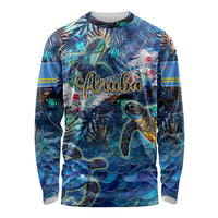 Aruba Long Sleeve Shirt Sea Turtle Tropical Pattern - Wonder Print Shop