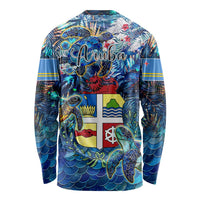Aruba Long Sleeve Shirt Sea Turtle Tropical Pattern - Wonder Print Shop