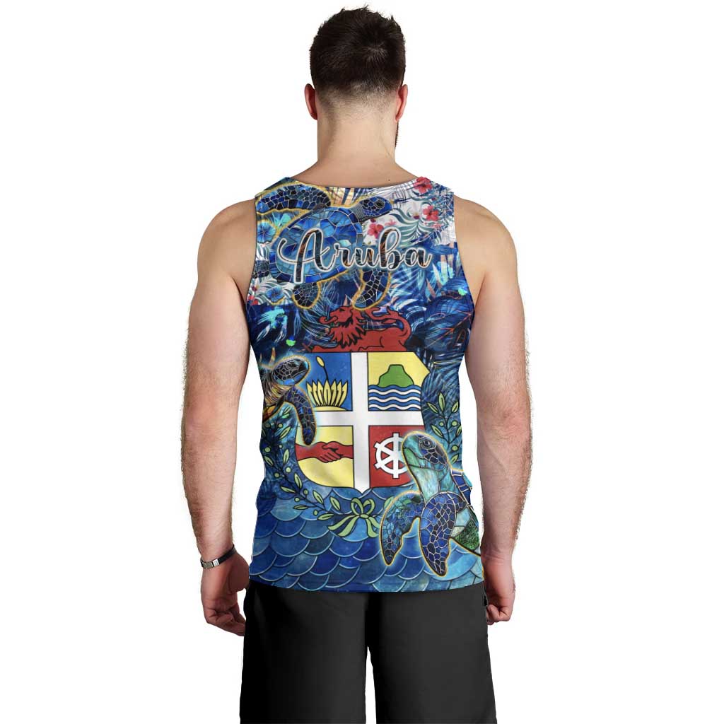 Aruba Men Tank Top Sea Turtle Tropical Pattern - Wonder Print Shop