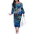 Aruba Off The Shoulder Long Sleeve Dress Sea Turtle Tropical Pattern - Wonder Print Shop