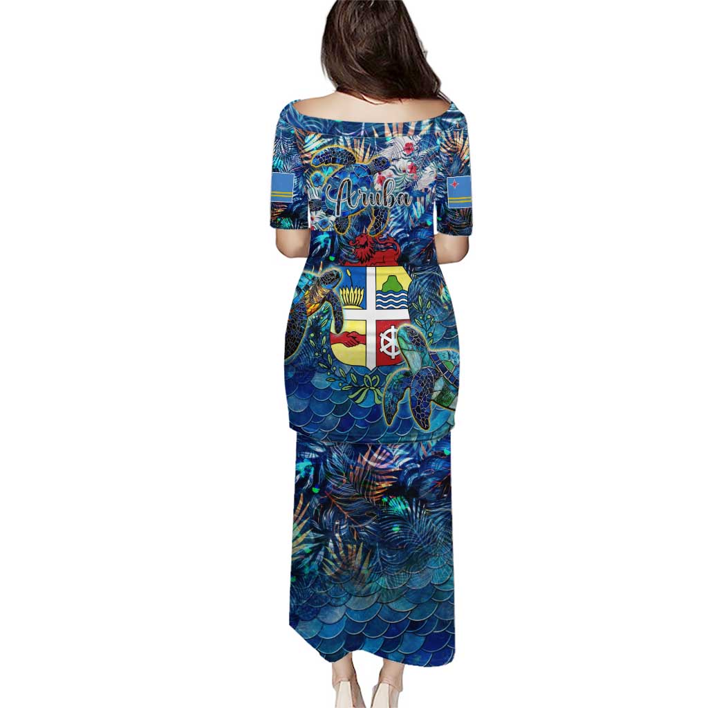 Aruba Puletasi Sea Turtle Tropical Pattern - Wonder Print Shop