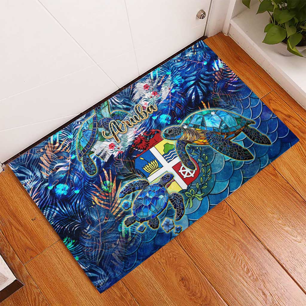 Aruba Rubber Doormat Sea Turtle Tropical Pattern - Wonder Print Shop