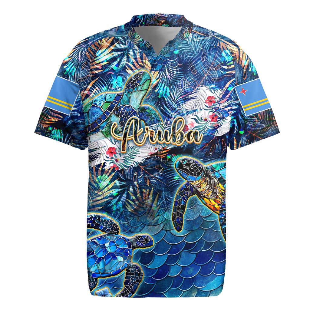 Aruba Rugby Jersey Sea Turtle Tropical Pattern - Wonder Print Shop